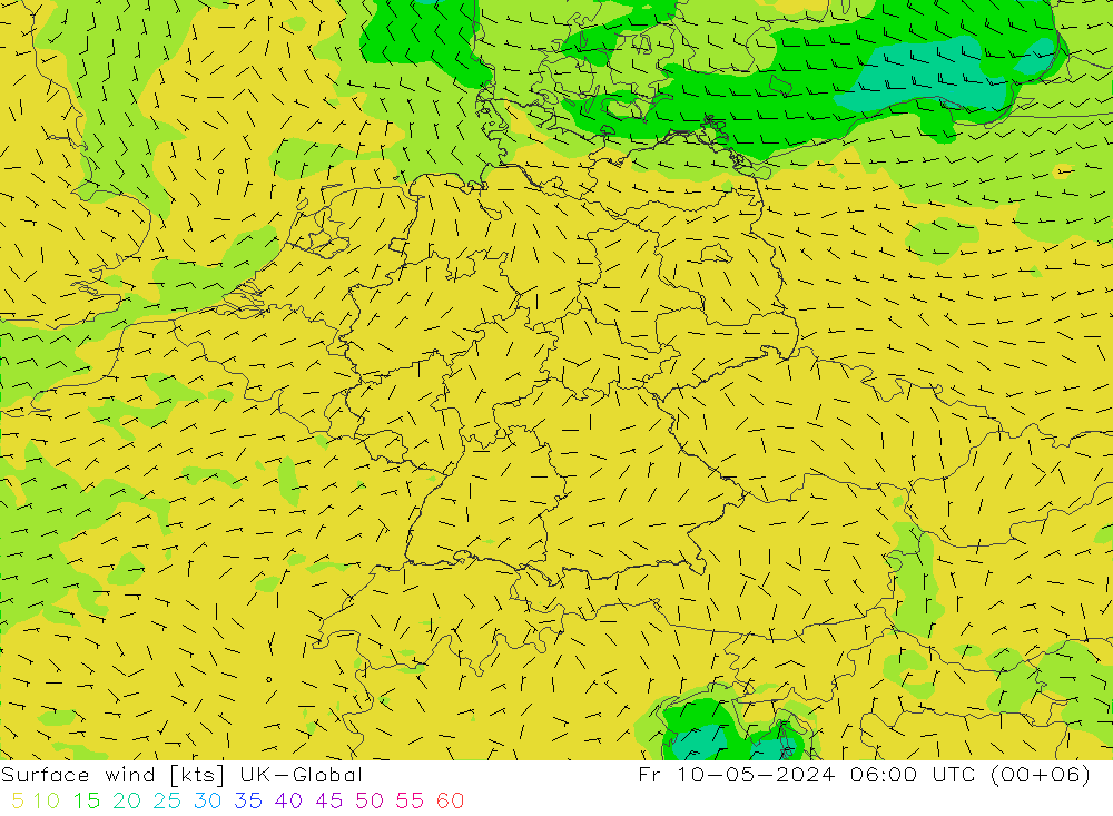 Surface wind UK-Global Fr 10.05.2024 06 UTC