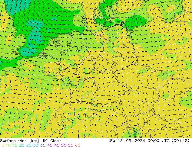 风 10 米 UK-Global 星期日 12.05.2024 00 UTC