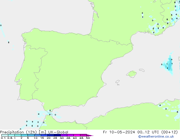 Yağış (12h) UK-Global Cu 10.05.2024 12 UTC