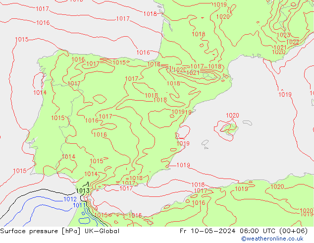 Surface pressure UK-Global Fr 10.05.2024 06 UTC