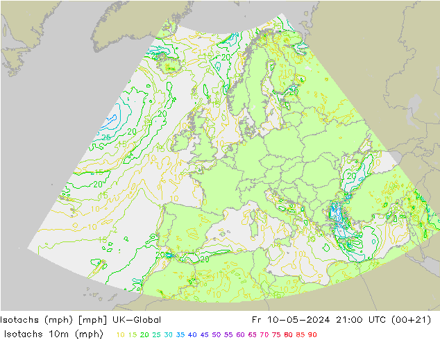 Isotachs (mph) UK-Global пт 10.05.2024 21 UTC