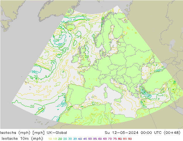 Isotachs (mph) UK-Global Su 12.05.2024 00 UTC