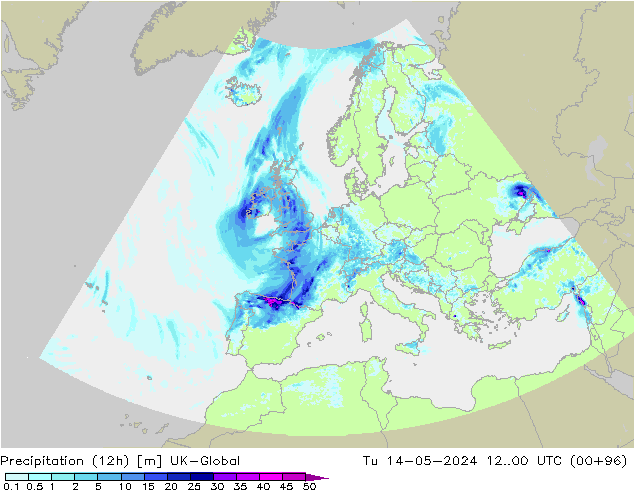 Precipitação (12h) UK-Global Ter 14.05.2024 00 UTC