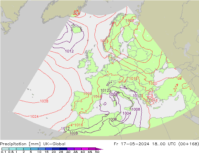 Precipitation UK-Global Fr 17.05.2024 00 UTC