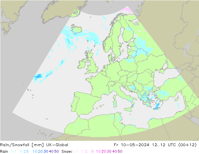 Rain/Snowfall UK-Global Fr 10.05.2024 12 UTC
