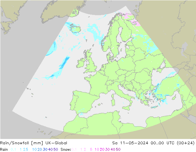 Rain/Snowfall UK-Global sam 11.05.2024 00 UTC