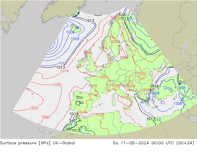приземное давление UK-Global сб 11.05.2024 00 UTC