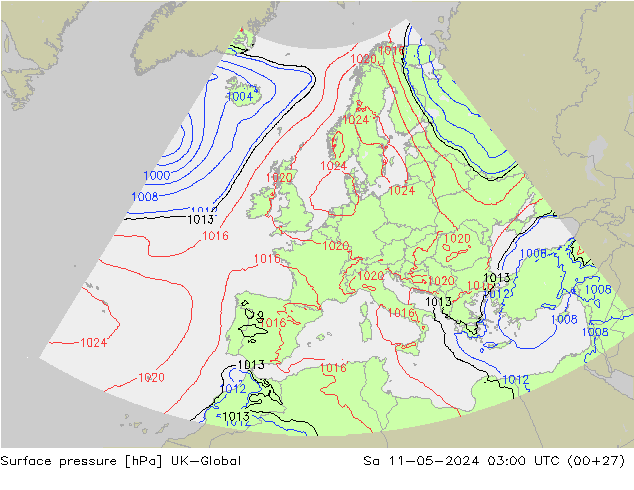 Luchtdruk (Grond) UK-Global za 11.05.2024 03 UTC