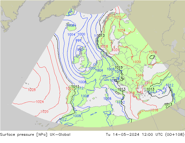 Pressione al suolo UK-Global mar 14.05.2024 12 UTC