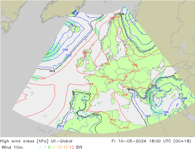 High wind areas UK-Global пт 10.05.2024 18 UTC