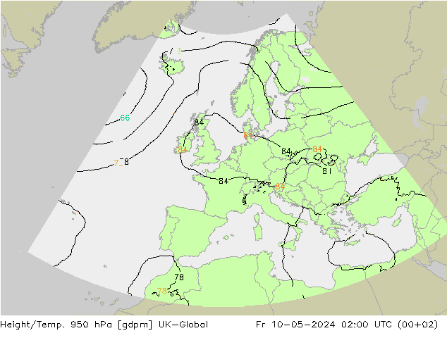 Geop./Temp. 950 hPa UK-Global vie 10.05.2024 02 UTC