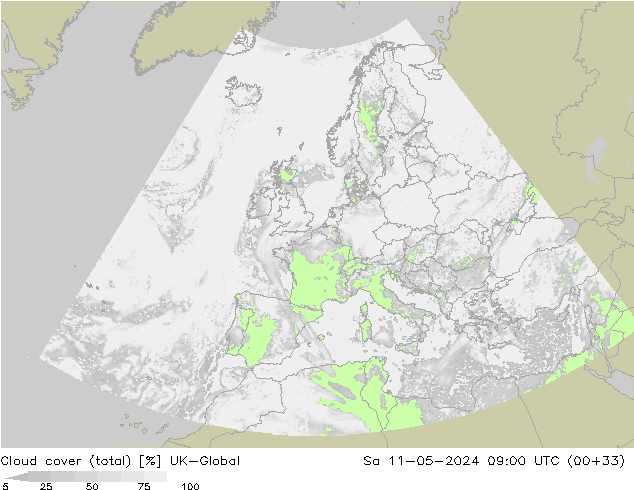 nuvens (total) UK-Global Sáb 11.05.2024 09 UTC