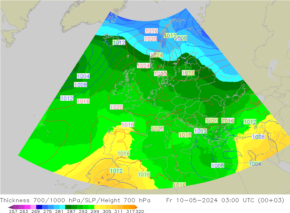 Thck 700-1000 hPa UK-Global Fr 10.05.2024 03 UTC