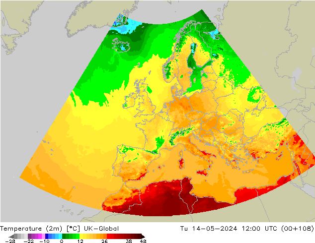 Sıcaklık Haritası (2m) UK-Global Sa 14.05.2024 12 UTC