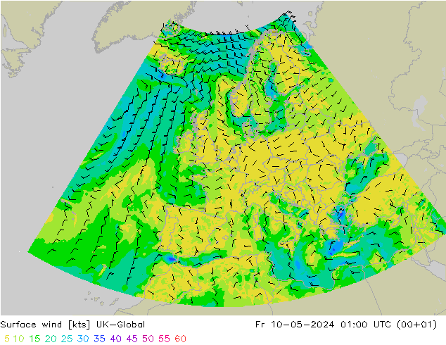 风 10 米 UK-Global 星期五 10.05.2024 01 UTC