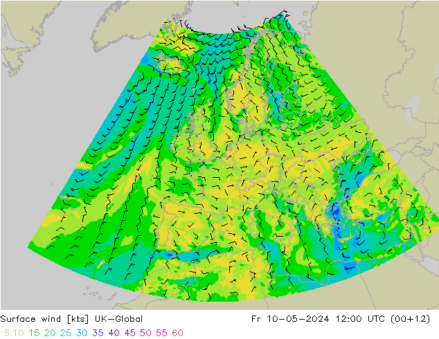 Surface wind UK-Global Fr 10.05.2024 12 UTC