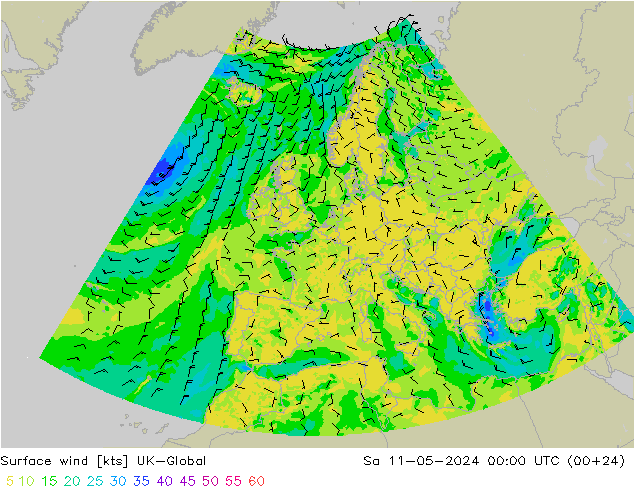 ветер 10 m UK-Global сб 11.05.2024 00 UTC