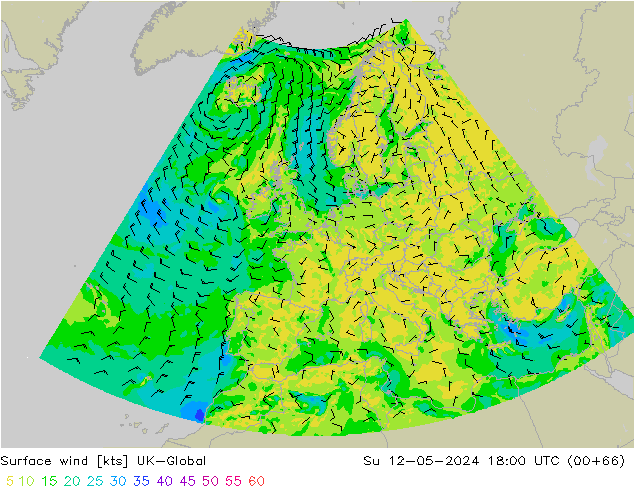 wiatr 10 m UK-Global nie. 12.05.2024 18 UTC