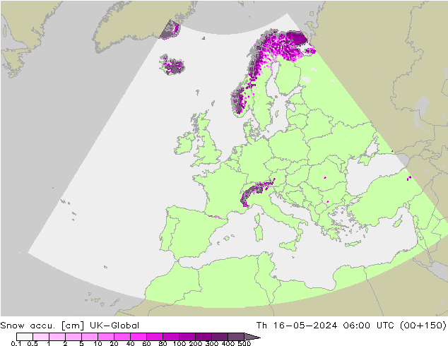 Snow accu. UK-Global jue 16.05.2024 06 UTC