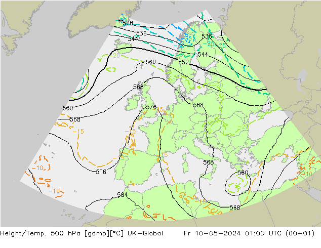 Height/Temp. 500 hPa UK-Global Pá 10.05.2024 01 UTC