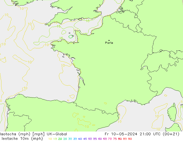 Isotachs (mph) UK-Global Fr 10.05.2024 21 UTC