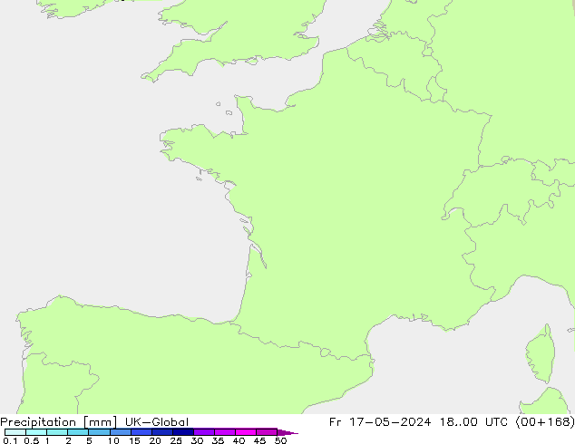 Precipitation UK-Global Fr 17.05.2024 00 UTC