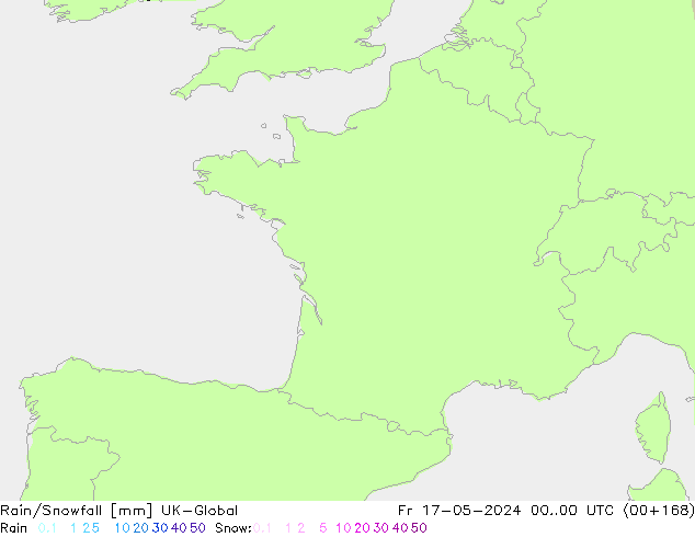 Rain/Snowfall UK-Global Fr 17.05.2024 00 UTC