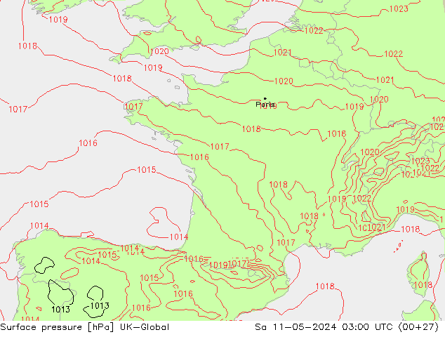 Luchtdruk (Grond) UK-Global za 11.05.2024 03 UTC