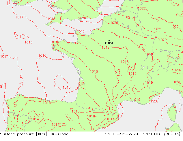 pressão do solo UK-Global Sáb 11.05.2024 12 UTC