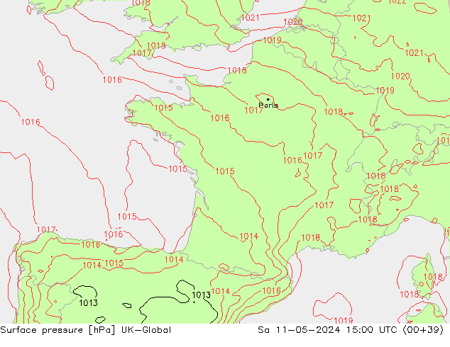 Luchtdruk (Grond) UK-Global za 11.05.2024 15 UTC