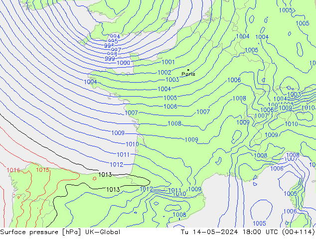 pression de l'air UK-Global mar 14.05.2024 18 UTC