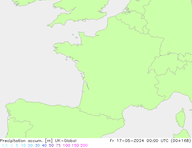 Precipitation accum. UK-Global Sex 17.05.2024 00 UTC