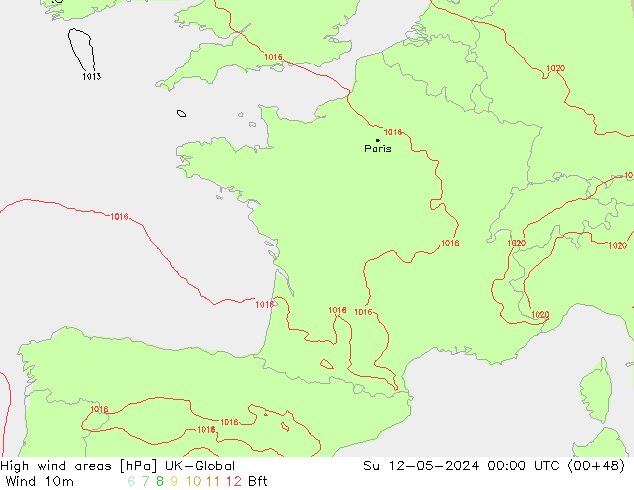 High wind areas UK-Global Su 12.05.2024 00 UTC