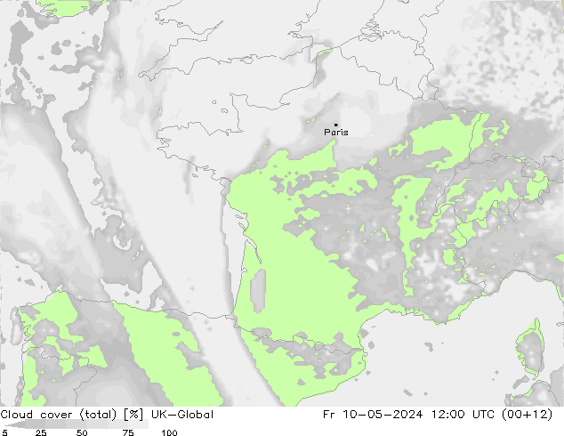 Nuages (total) UK-Global ven 10.05.2024 12 UTC