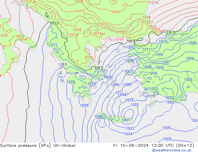 Luchtdruk (Grond) UK-Global vr 10.05.2024 12 UTC