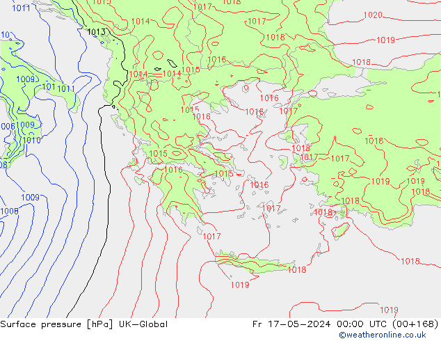 pression de l'air UK-Global ven 17.05.2024 00 UTC