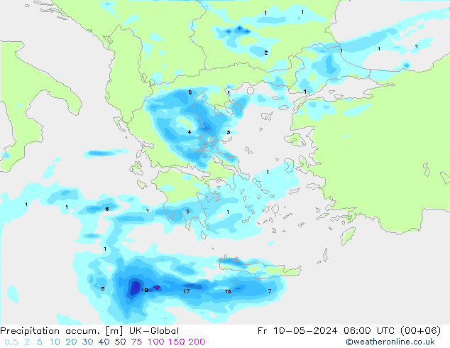 Precipitación acum. UK-Global vie 10.05.2024 06 UTC