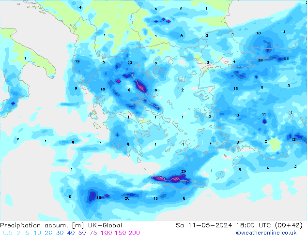 Precipitation accum. UK-Global Sa 11.05.2024 18 UTC