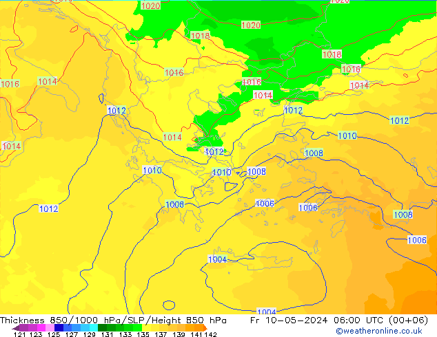 Thck 850-1000 hPa UK-Global Fr 10.05.2024 06 UTC