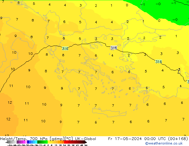 Géop./Temp. 700 hPa UK-Global ven 17.05.2024 00 UTC