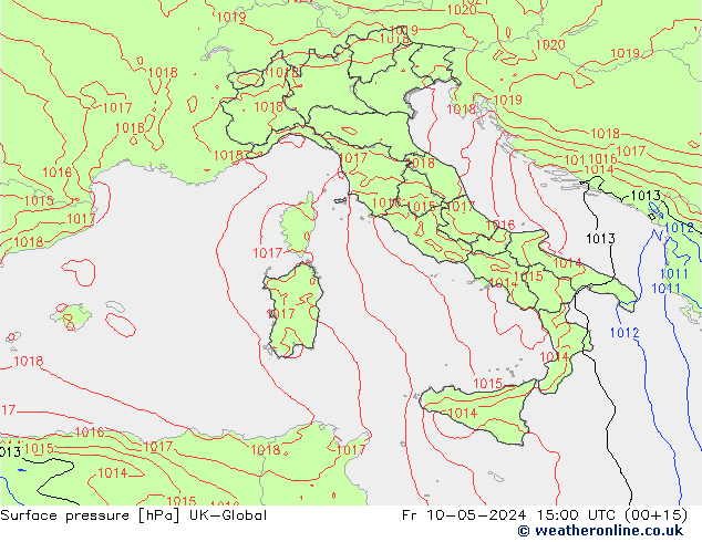 pression de l'air UK-Global ven 10.05.2024 15 UTC