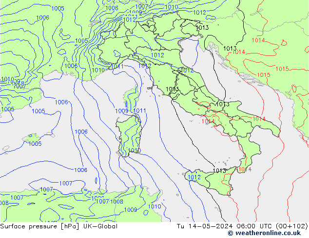 pression de l'air UK-Global mar 14.05.2024 06 UTC