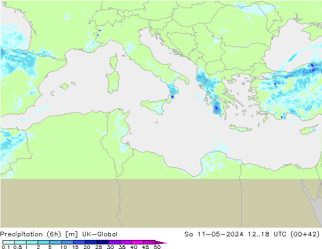Yağış (6h) UK-Global Cts 11.05.2024 18 UTC