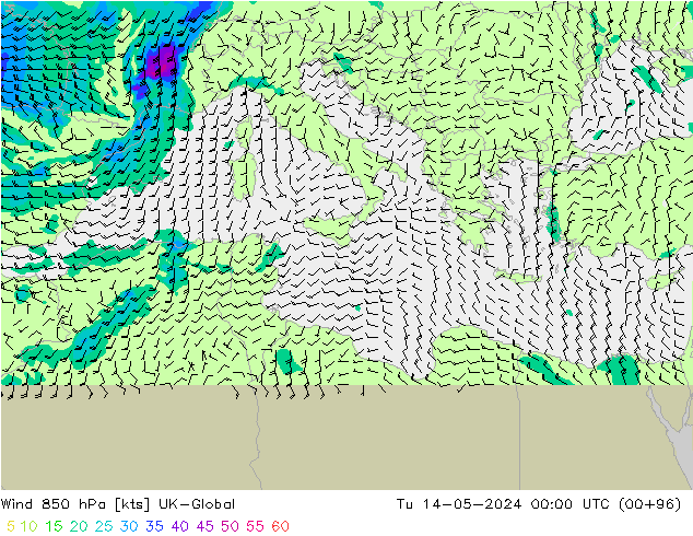 Viento 850 hPa UK-Global mar 14.05.2024 00 UTC
