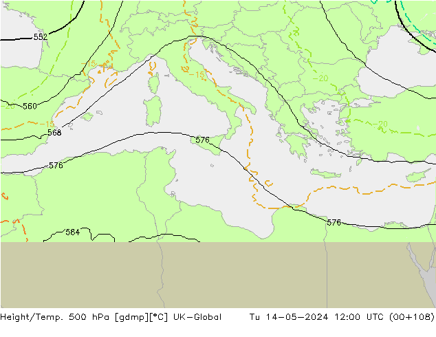 Géop./Temp. 500 hPa UK-Global mar 14.05.2024 12 UTC