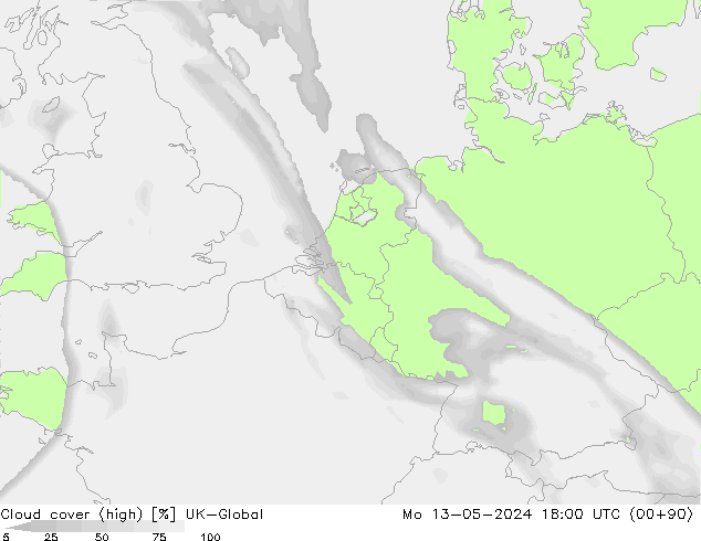 zachmurzenie (wysokie) UK-Global pon. 13.05.2024 18 UTC