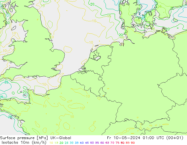 Isotachen (km/h) UK-Global Fr 10.05.2024 01 UTC