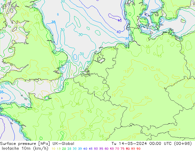 Eşrüzgar Hızları (km/sa) UK-Global Sa 14.05.2024 00 UTC