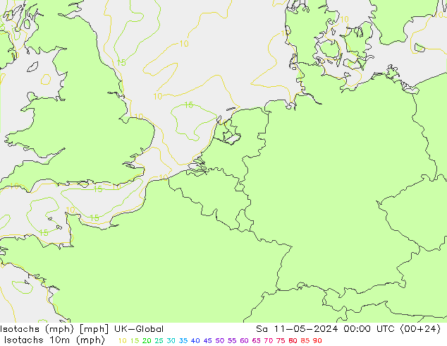 Isotachs (mph) UK-Global Sa 11.05.2024 00 UTC