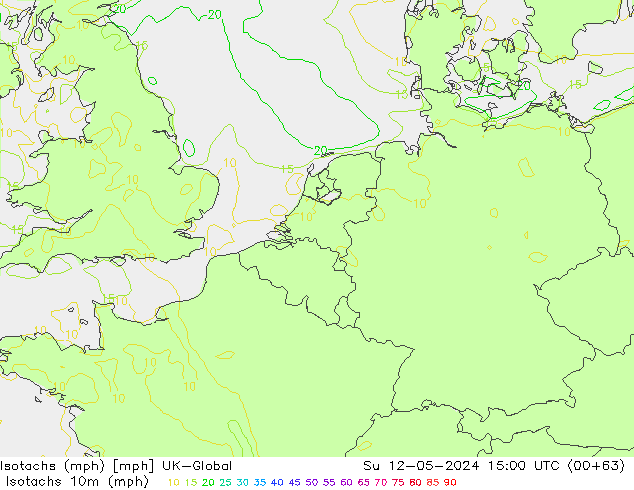 Isotachen (mph) UK-Global zo 12.05.2024 15 UTC